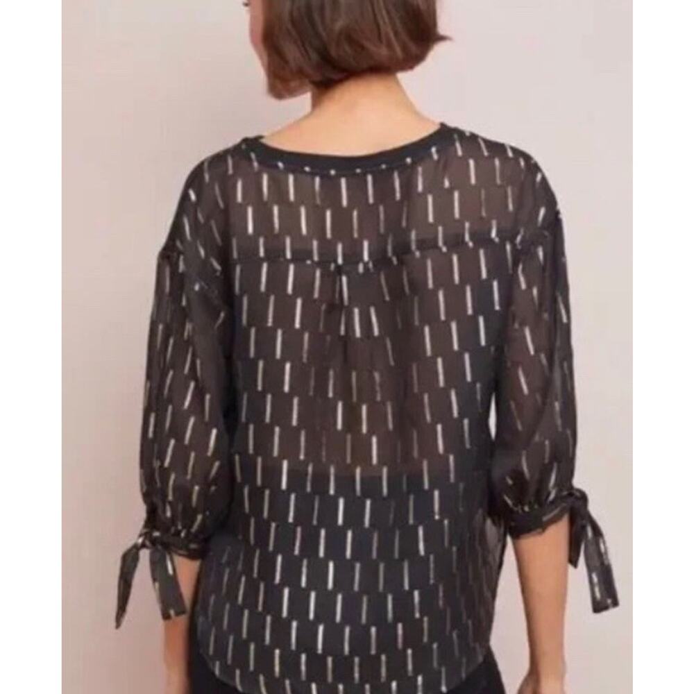 NWT Anthropologie Eva Franco Matilda starry black & Gold Balloon Sleeve blouse S - Picture 3 of 9
